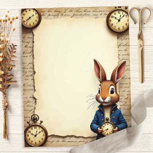 Papier scrapbook de montres à gousset et lapin Ali