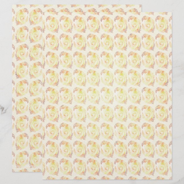 Papier scrapbook de roses abstraites jaunes, page  (Devant / Derrière)