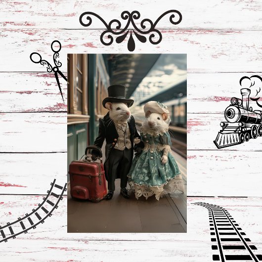 Papier scrapbook de souris voyageant à la français