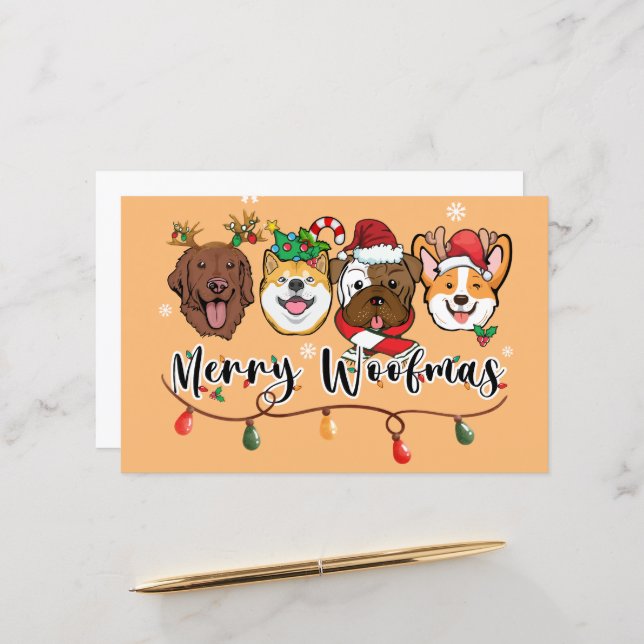 Papier scrapbook de typographie Merry Woofmas (Devant/Arrière en situation)