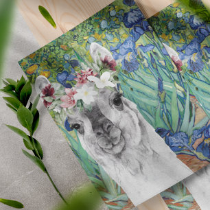 Papier scrapbook de Van Gogh Irises et Llama fanta