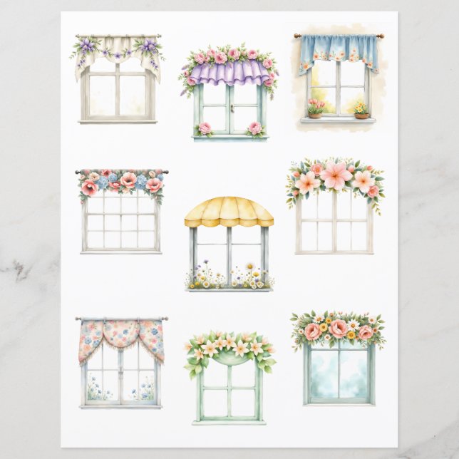 Papier scrapbook découpé de fenêtres florales (Devant)