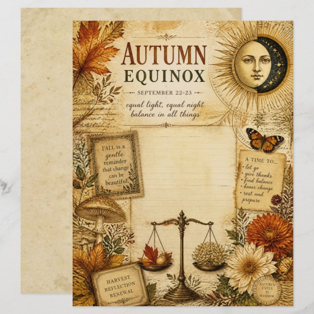 Papier scrapbook Équinoxe d'Automne (Devant / Derrière)
