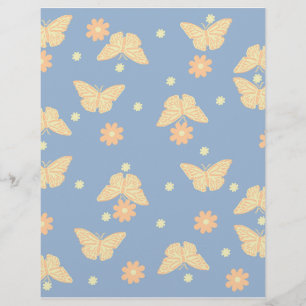 Papier scrapbook Fleur & Papillon
