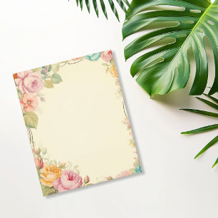Papier scrapbook Fleurs Roses Orange Rose Vintage