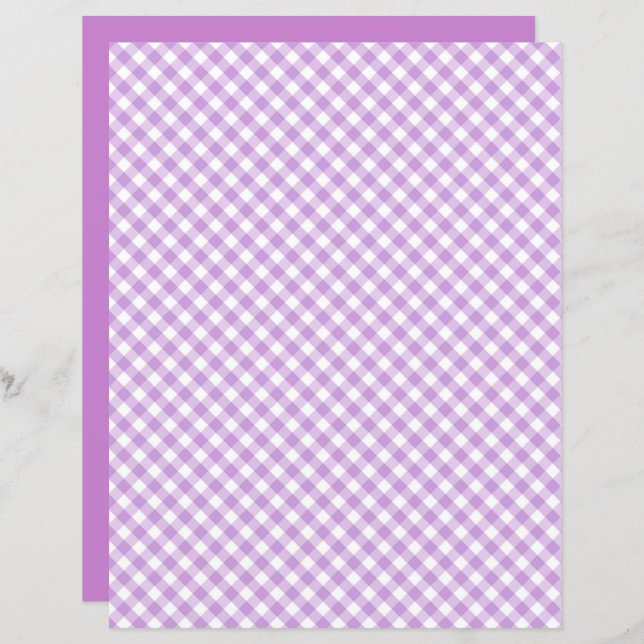Papier scrapbook Gingham Violet (Devant / Derrière)