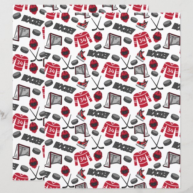 Papier scrapbook Hockey (Devant / Derrière)