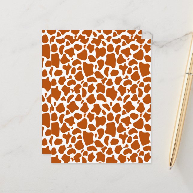 Papier scrapbook imprimé taches orange girafe (Devant/Arrière en situation)