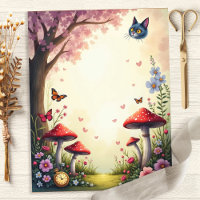 Papier scrapbook Jardin de Champignons du Chat d'A