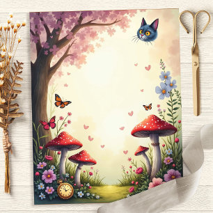 Papier scrapbook Jardin de Champignons du Chat d'A