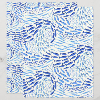 Papier scrapbook léger - Poissons de l'océan nagea