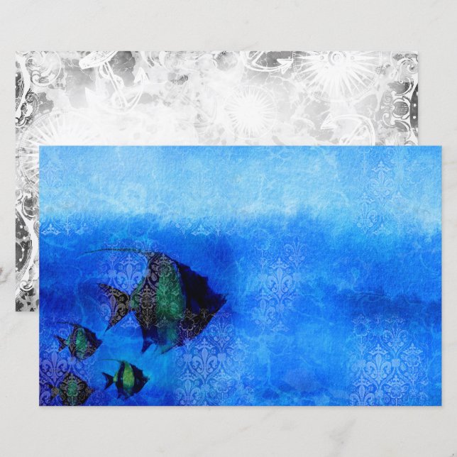 Papier scrapbook marine bleu (Devant / Derrière)