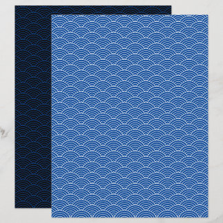 Papier scrapbook moderne bleu noir à motif vague j