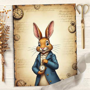 Papier scrapbook Montre de poche Alice Lapin