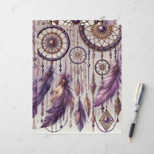 Papier Scrapbook Motif Boho Purple & Gold