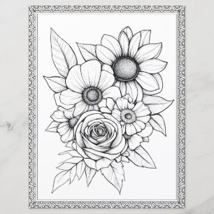Papier scrapbook Page de coloriage floral élégant