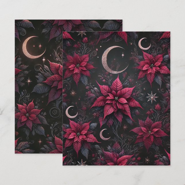 Papier scrapbook Poinsettia de la Lune Sombre Sorc (Devant / Derrière)