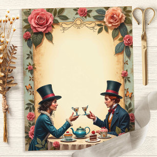 Papier scrapbook pour la fête du thé d'Alice et du