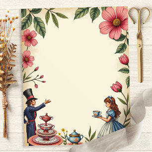 Papier scrapbook pour la fête du thé d'Alice et du