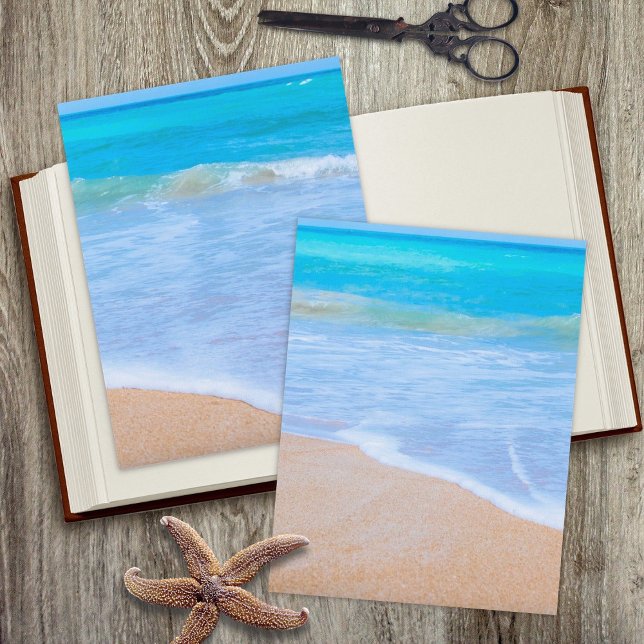 Papier scrapbook Sable de Plage Eau Océan Bleu (Créateur téléchargé)
