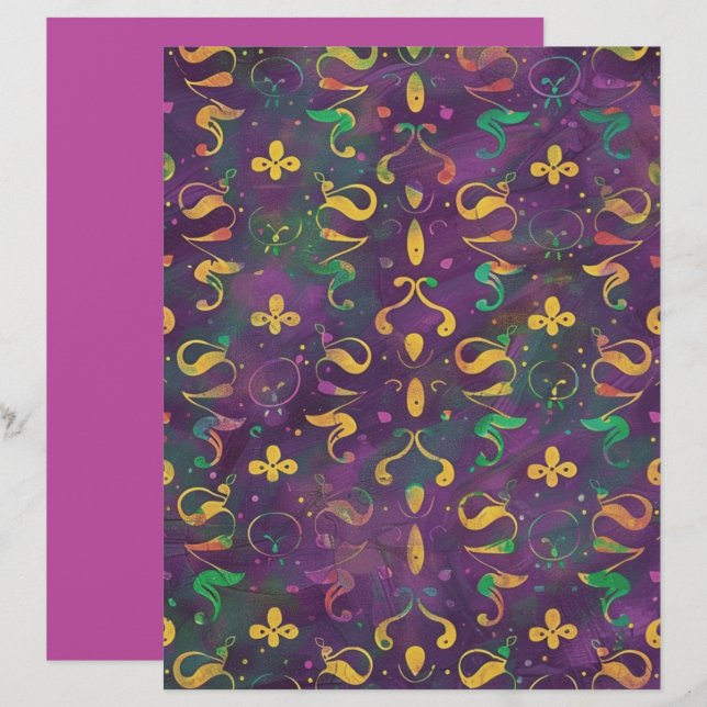 Papier scrapbook Tourbillons Festifs (Devant / Derrière)