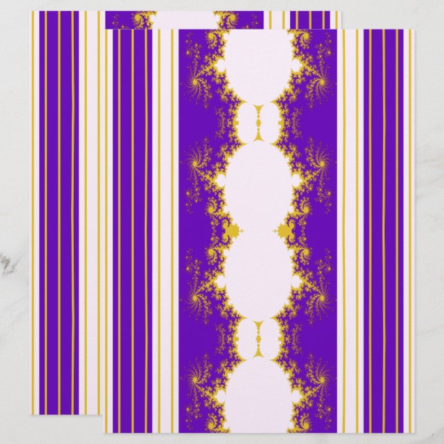 Papier scrapbook violet fractal Noël (Devant / Derrière)
