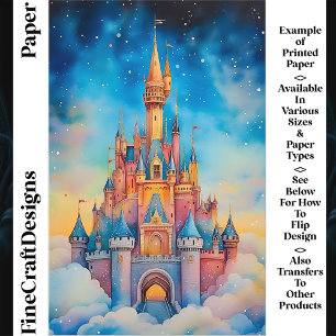 Papier scrapbooking Château à l'aquarelle dans les
