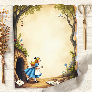 Papier scrapbooking d'Alice dans le terrier de lap
