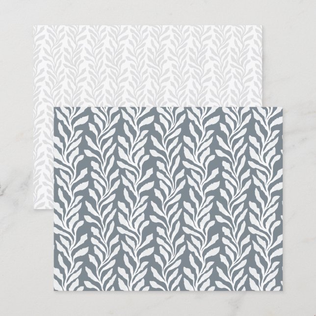Papier scrapbooking gris bleu algue botanique (Devant / Derrière)