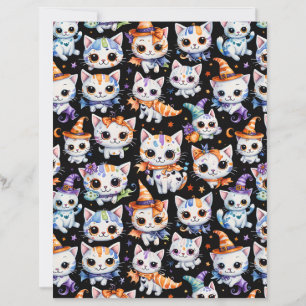 Papier scrapbooking Kitten Sorcière Kawaii Hallowe