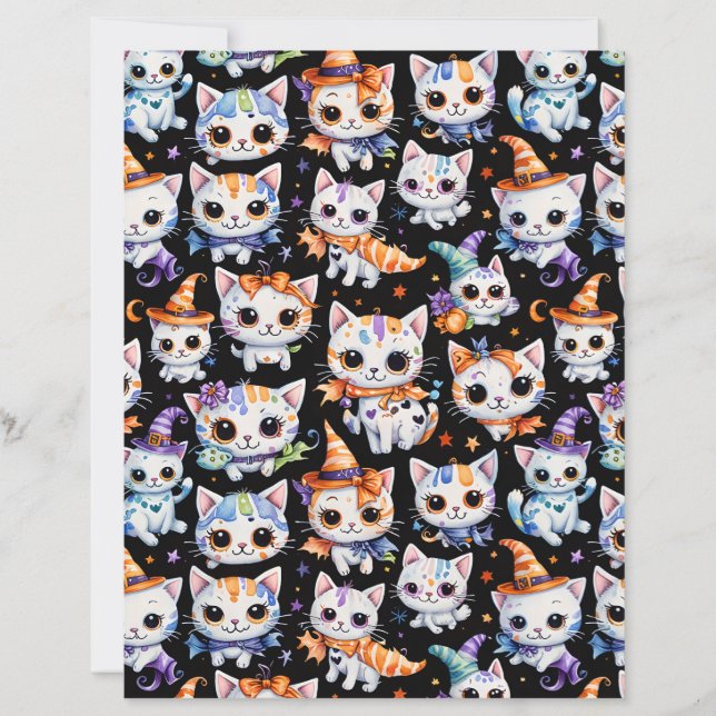 Papier scrapbooking Kitten Sorcière Kawaii Hallowe (Devant)