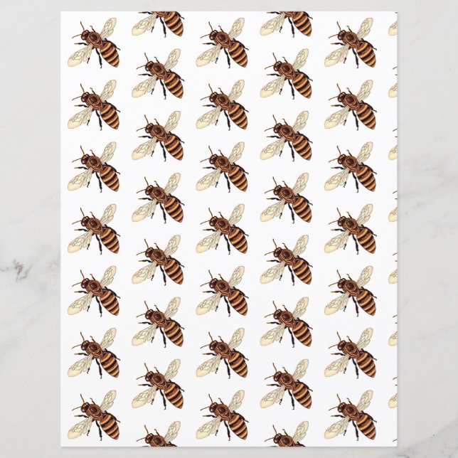 Papier scrapbooking motif abeilles (Devant)