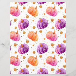 papier scrapbooking motif automnal citrouille aqua