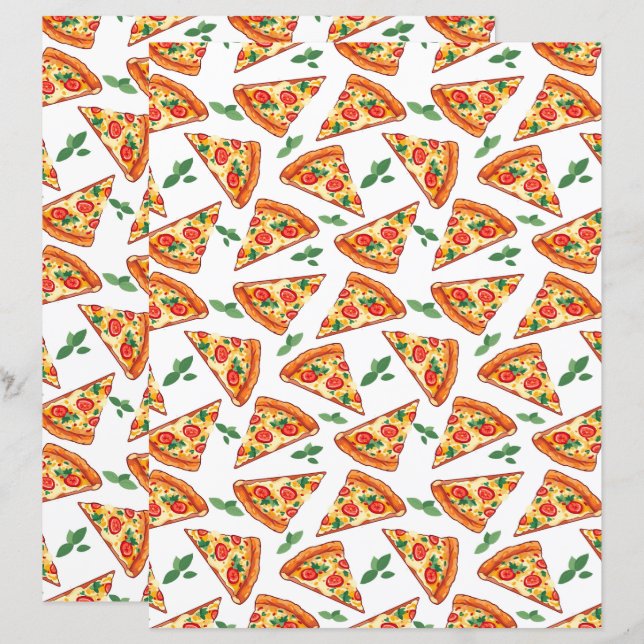 Papier scrapbooking pizza (Devant / Derrière)