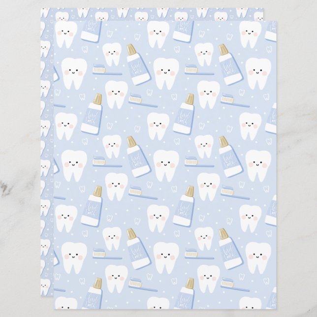 Papier scrapbooking recto verso première dent (Devant / Derrière)