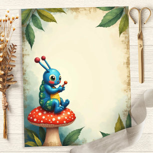 Papier scrapbooking Scène Champignon Chenille Alic
