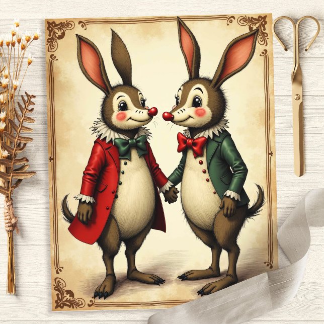 Papier scrapbooking vintage lapins Alice (Créateur téléchargé)