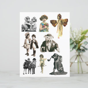 Papier scrapbooking vintage pour enfants et chiens