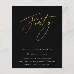 Papier Script Black & Gold Budget 40e anniversaire Invita