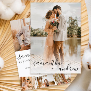 Papier Script blanc moderne 5 photos budget mariage