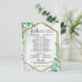 Papier Script botanique Texte Mariage Jour Timeline (Debout devant)