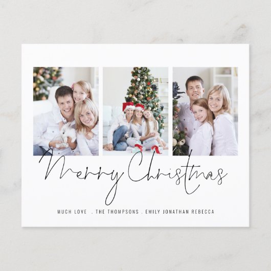 Papier Script BUDGET Famille 3 Photos Joyeux Noël (Devant)