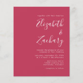 Papier Script Budget Magenta QR Code Mariage Invitation (Devant)