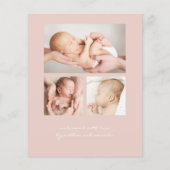 Papier Script Budget Moderne Photo Rose Faire-part de nai (Dos)