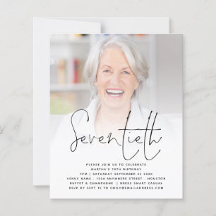 Papier Script BUDGET Photo 70e anniversaire de fête Invit