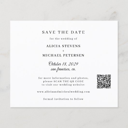 Papier Script budget QR CODE photo mariage enregistrer la (Dos)