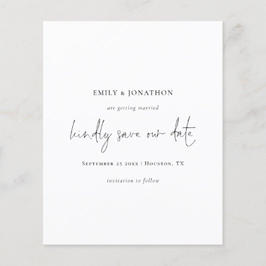Papier Script Budget Simple Noir Blanc Enregistrer La Dat (Devant)