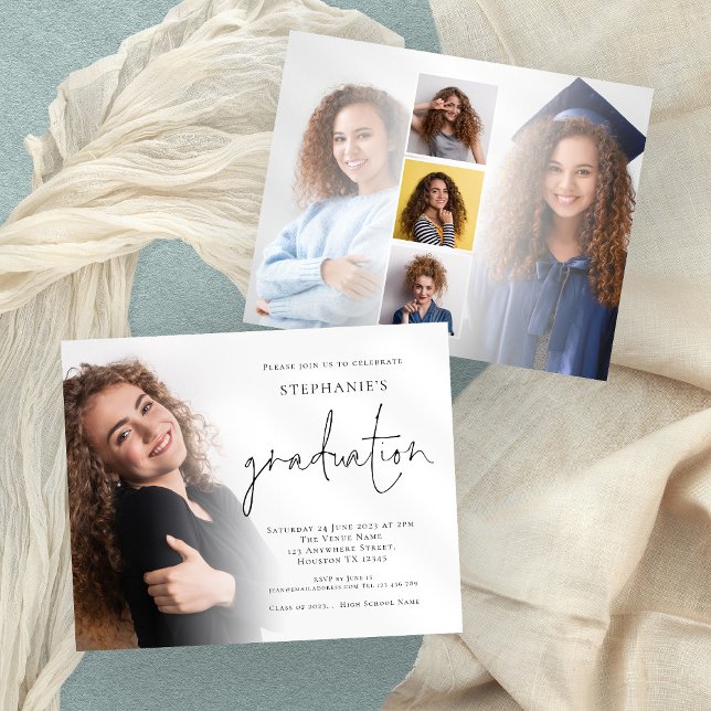 Papier Script budgétaire 6 Photo Graduation Party Invitat (Créateur téléchargé)