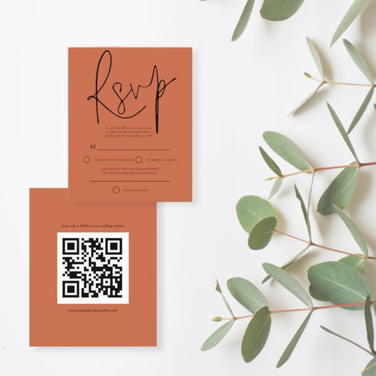 Papier Script budgétaire Code QR Mariage Terracotta RSVP
