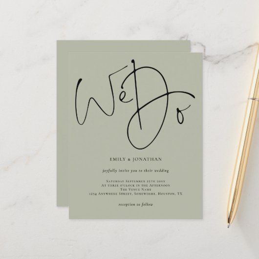 Papier Script budgétaire Nous faisons Pale Sage Faire-par (Devant/Arrière en situation)